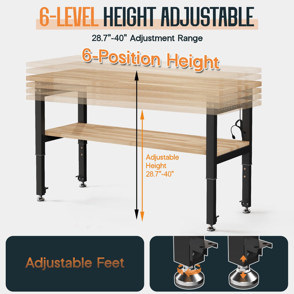 48 x 20-Inch 2-Tier Adjustable Workbench