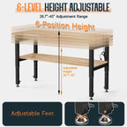 48 x 20-Inch 2-Tier Adjustable Workbench