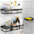 3-Pack Shower Caddy Basket Shelf with Soap Holder, No Drilling Traceless Adhesive Shower Wall Shelves, Rustproof