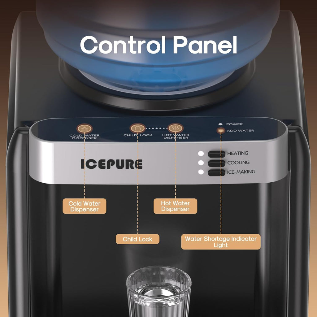 3-in-1 Water Cooler with Ice Maker, Water Dispenser and Ice Machine