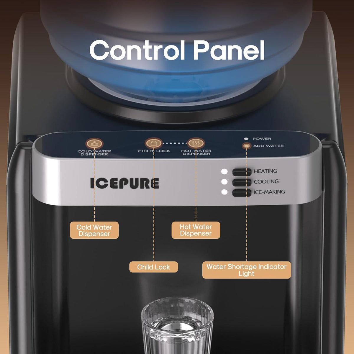 3-in-1 Water Cooler with Ice Maker, Water Dispenser and Ice Machine
