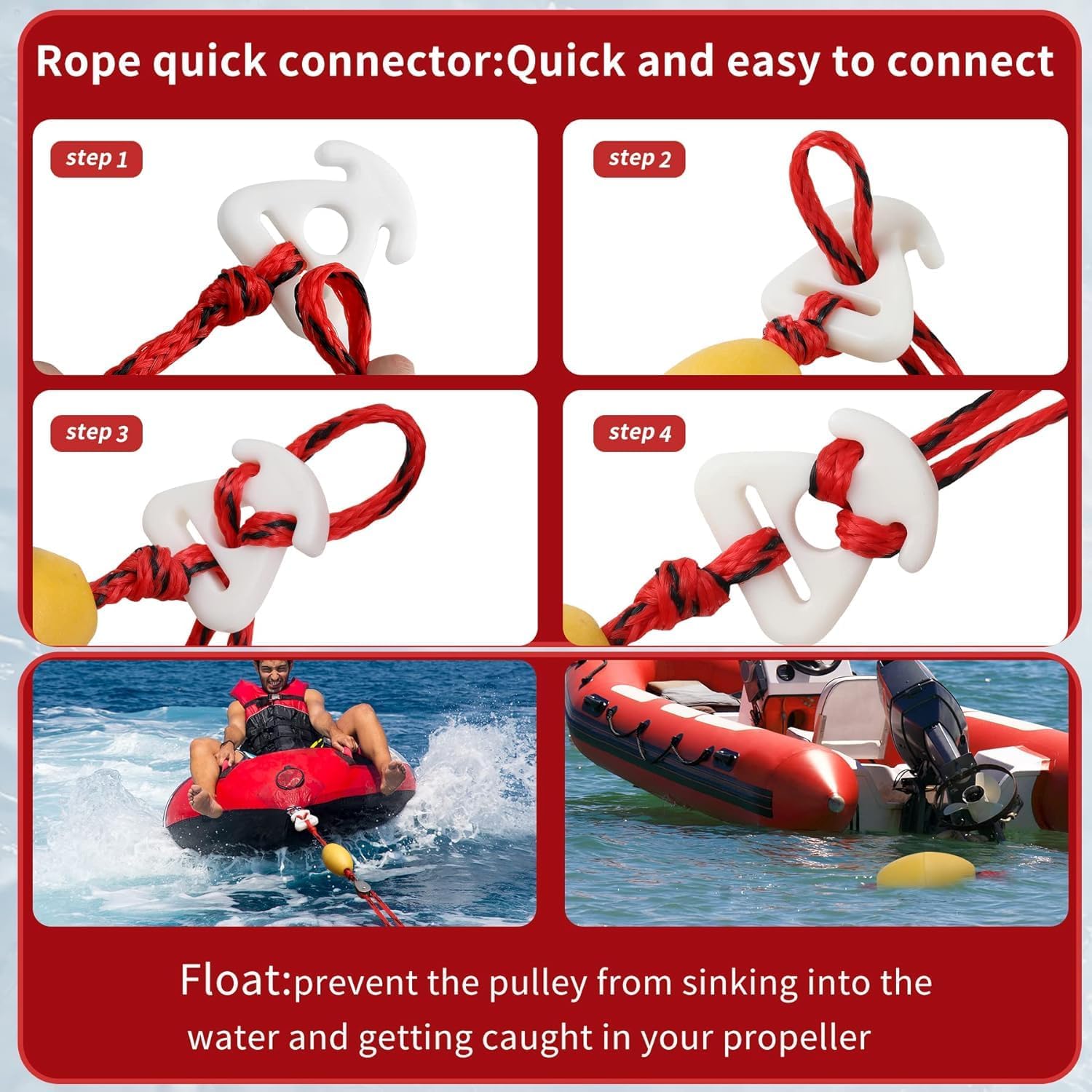 Heavy Duty Boat Tow Harness for Tubing, Watersports Self Centering Tow Rope for Tubing, Boat Tow Harness for Towing