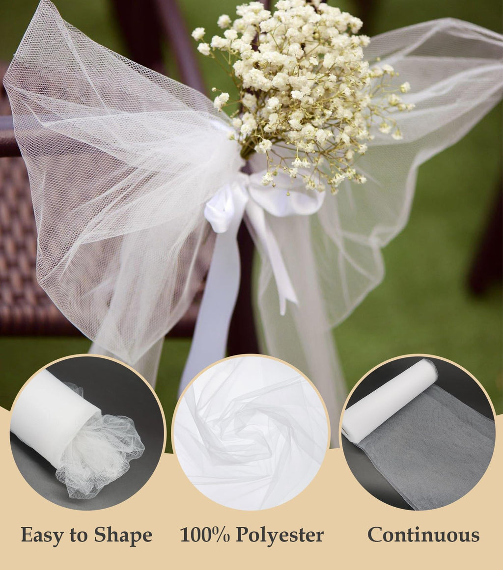 White Tulle Fabric Roll 54" X 10 Yards
