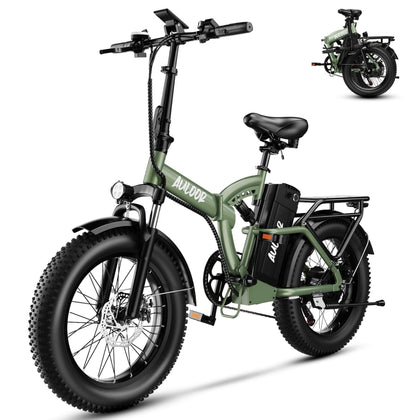 Folding Electric Bike for Adults, 1000W Peak Motor 48V 20Ah Removable Battery, 30 MPH 80 Miles, 20" Fat Tires Full
