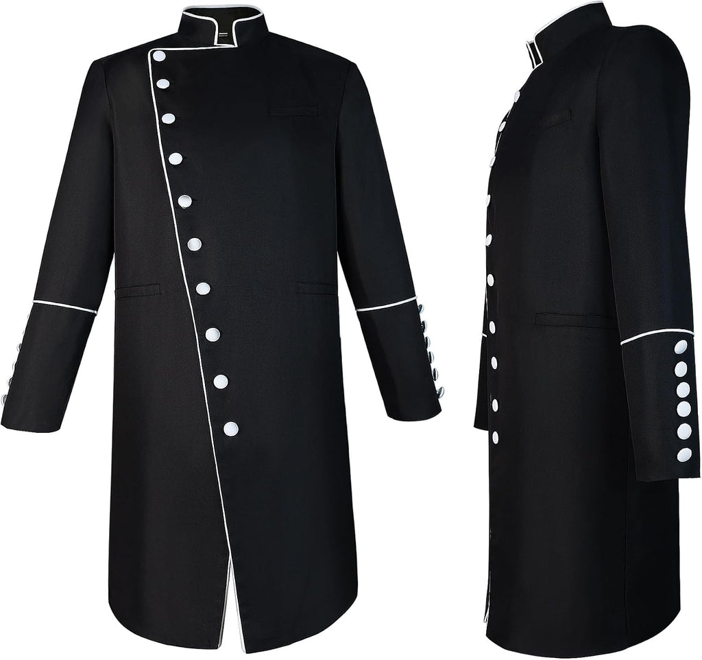 Men's Cassock Choir Short Cassock Minister Robe Clergy Pulpit Liturgical Church Top Coat
