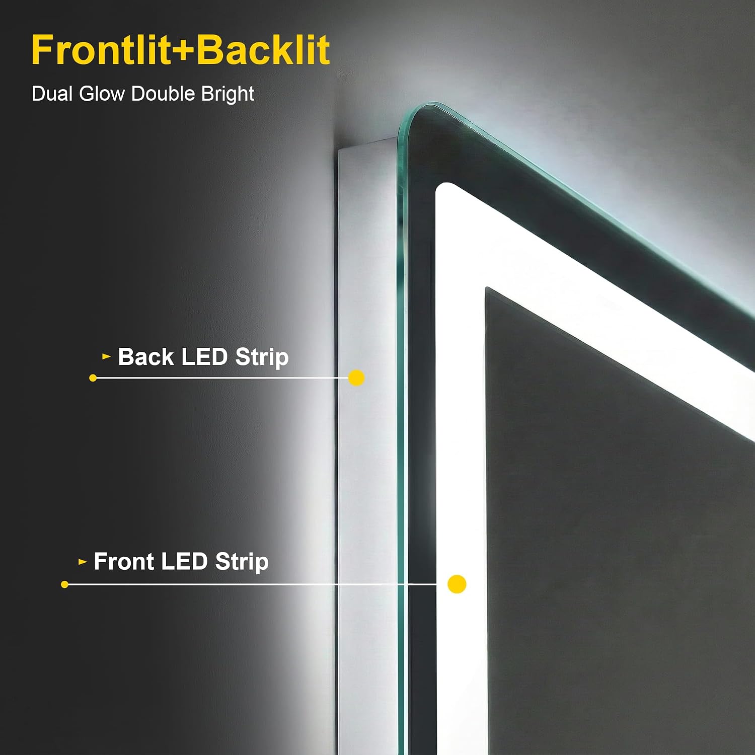 LED Bathroom Mirror with Lights, 30"x55" Lighted Vanity Mirror for Wall | Anti-Fog, Dimmable 3 Color Light