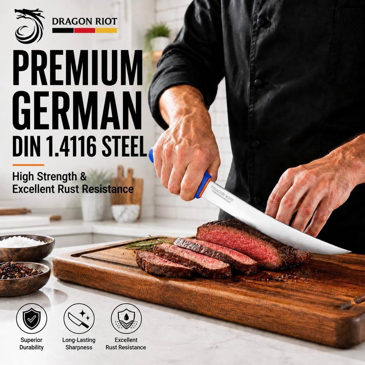 6-Piece Butcher Knife Set, Brisket Trimming Knives | German Stainless Steel, Non-Slip Handle