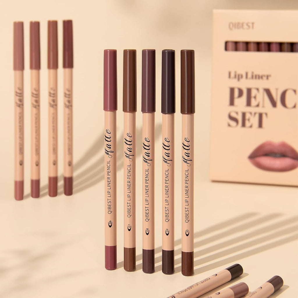 Matte Lip Liner Set,12 Colors Long Lasting Waterproof Nude Lip Liner Pencil Set,Smooth and High Pigmented Natural Lip
