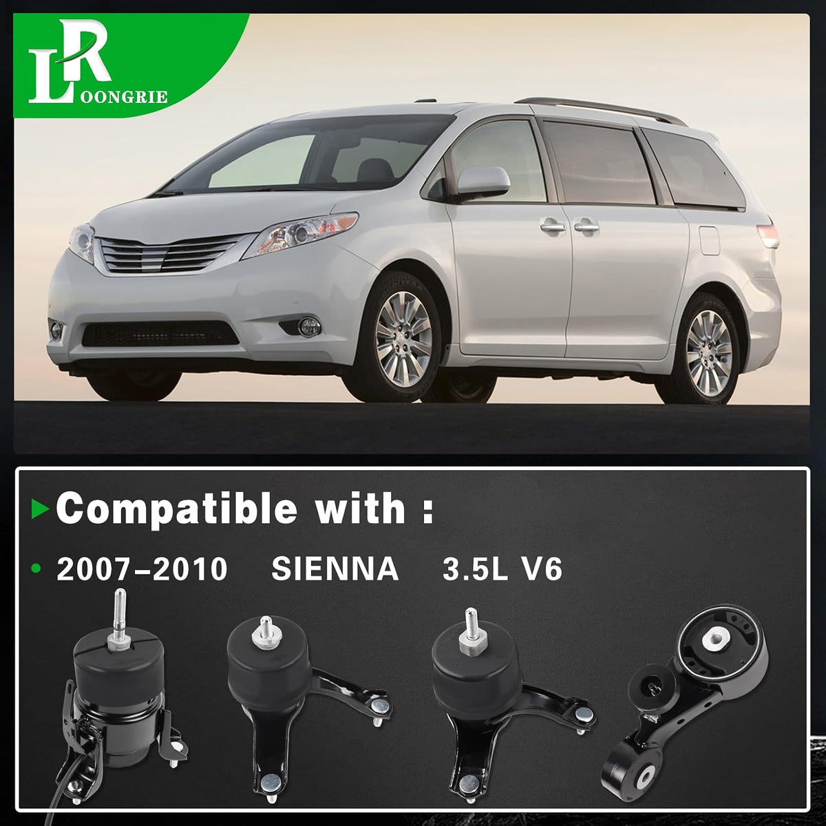 Engine Motor and Transmission Mount Kit Compatible with 2007-2010 Sienna