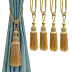 Gold Braided Ball Tassel Curtain Tiebacks Set of 4 Window Decor