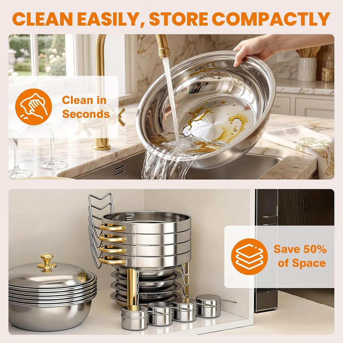 7QT Stainless Steel Chafing Dishes for Buffet with Serving Tongs