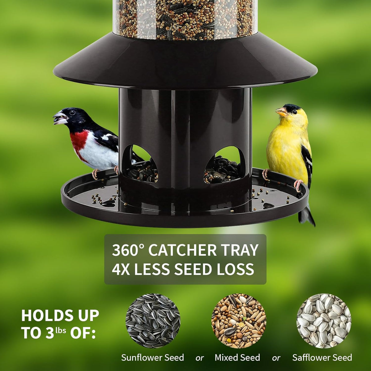 Squirrel-Proof Bird Feeder for Outdoor Hanging Wild Bird Seeds.