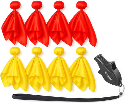 Referee Game Penalty Flags Set – 8 x Soccer Penalty Flags (4 Red & 4 Yellow) + Black Whistle – Ultimate Football