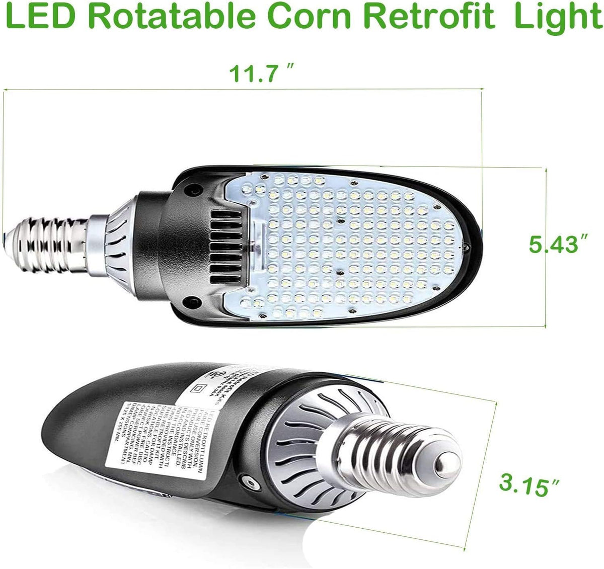 LED Shoebox Retrofit Lamp, 75/95/115W Selectable, 5000K, Rotatable E39 Base