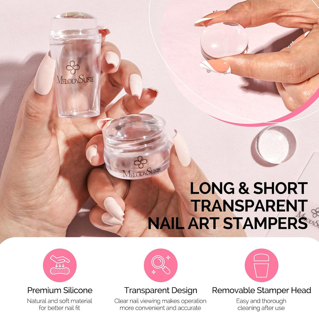 French Nail Stamper Kit, French Tip Tool, 4PCS, Clear