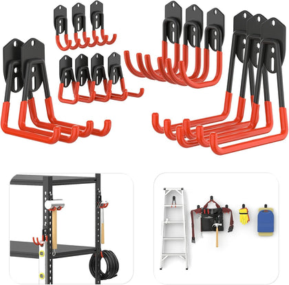 15 PCS Garage Storage System Hooks, Shelving Hooks for Keyhole Shelving Units Wall Mount Utility Hooks for Tools