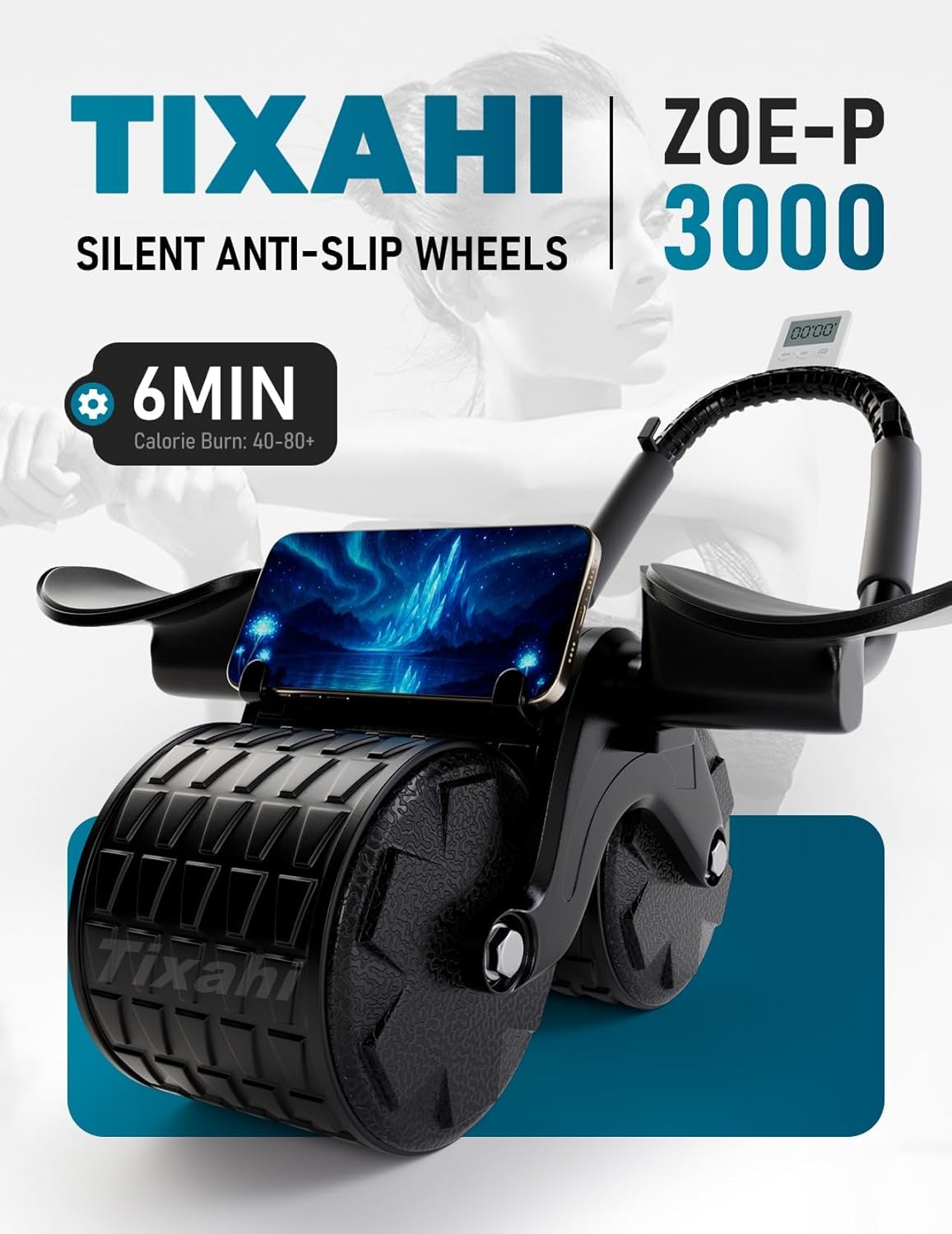 2026 Upgraded Ab Roller Wheel with Knee Mat &Timer | Full-Body Core Strength Training;Elbow Support Ab Wheel for