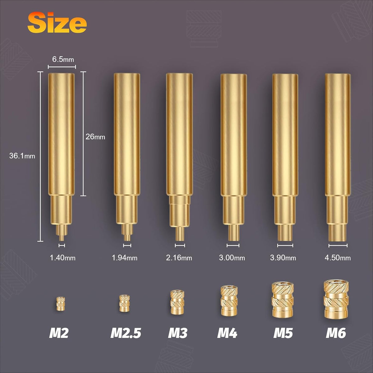 KADRICK Heat Set Insert Tips for Threaded inserts M2 M2.5 M3 M4 M5 M6