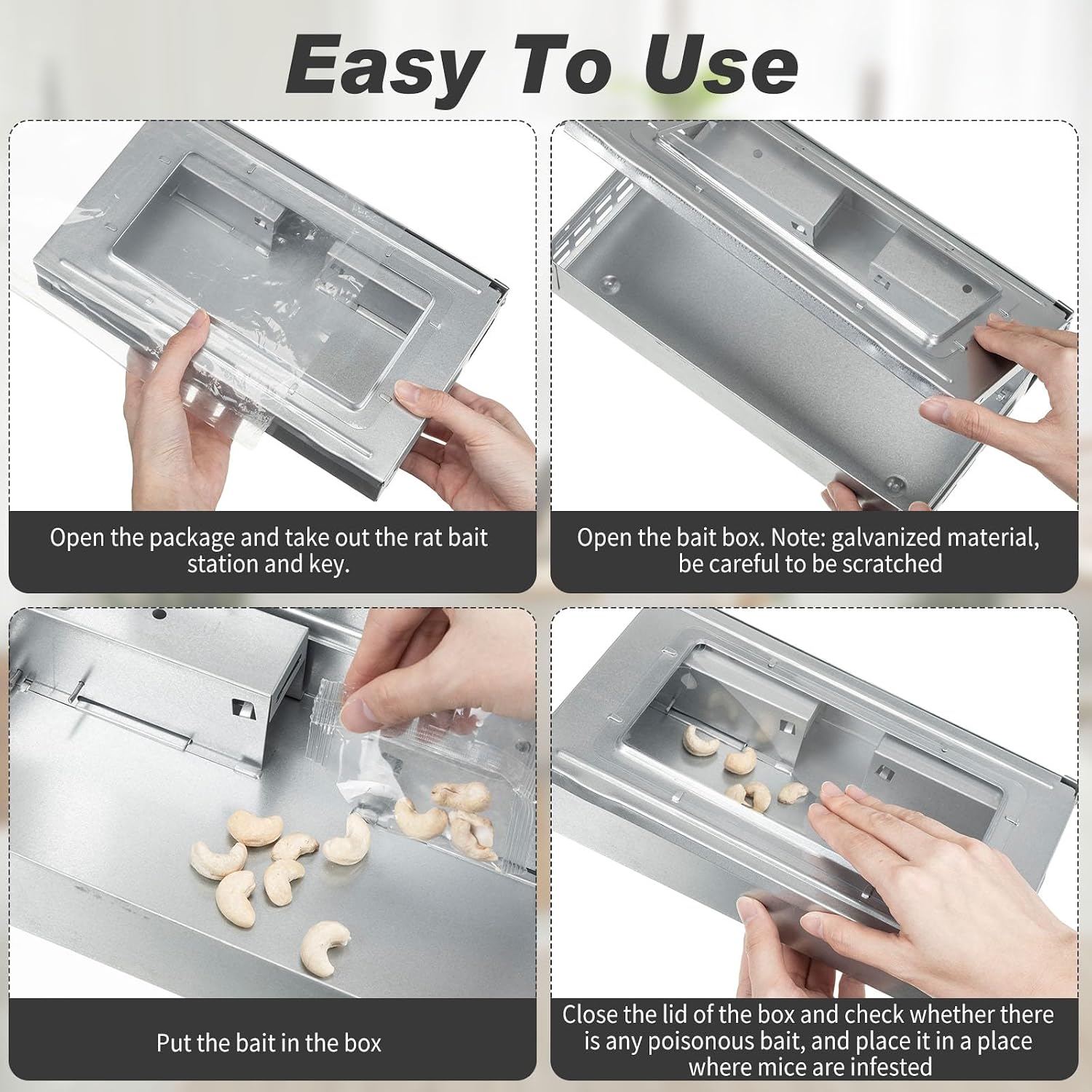 4 Pack Mice Trap Multi Catch Humanized, Silver, Clear Top | Mouse Traps, Reusable Rodent Control with See-through