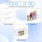 120 Pcs Plastic Test Tubes with Rack Set,White