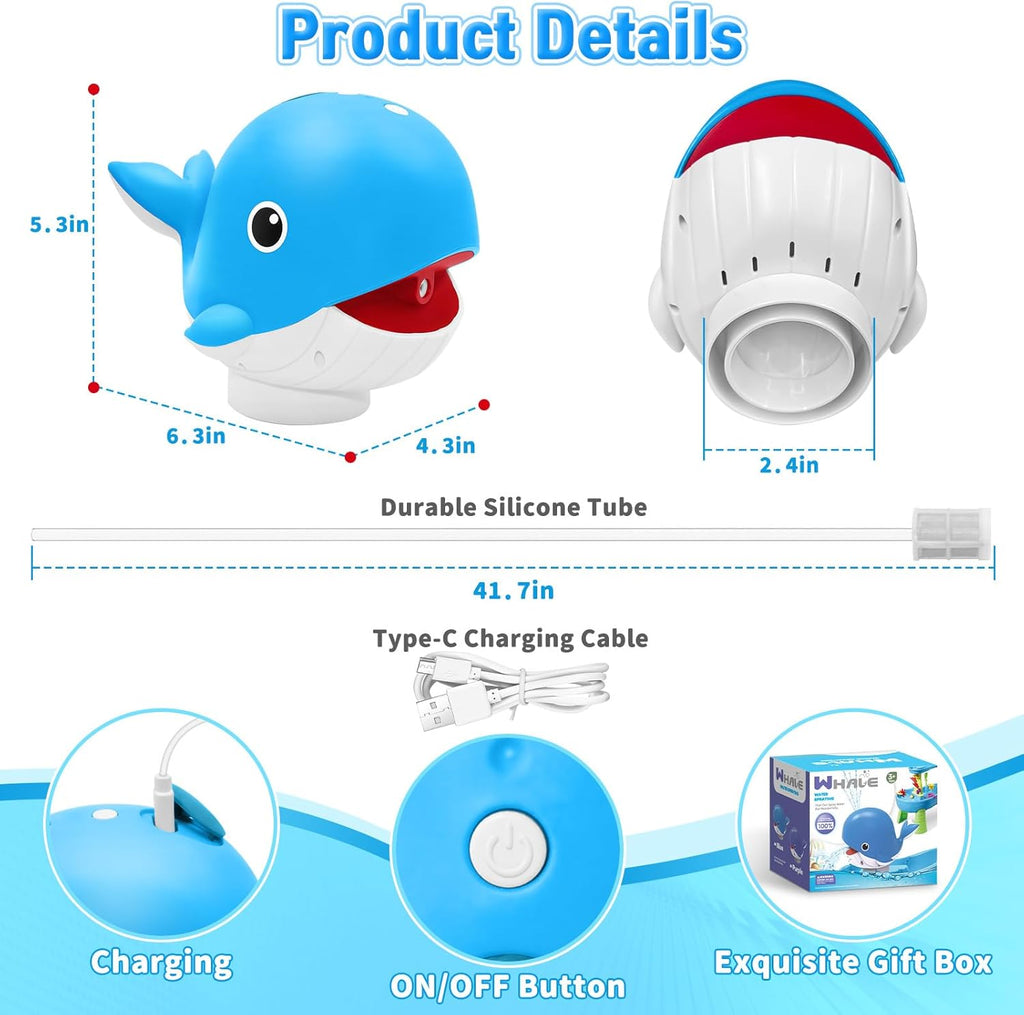 Water Table Pump, Whale Rechargeable Water Pump for Water Table with Sprinkler, 3.5 Hours Non-Stop Fun Summer Outdoor