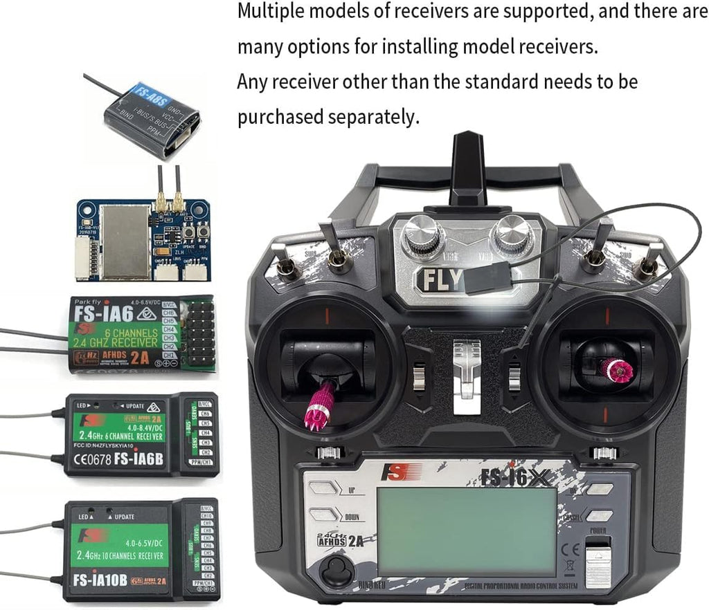 Flysky FS-i6X 10CH Transmitter and Receiver FS-iA10B for RC Models | 10 Channels 2.4GHz AFHDS 2A Radio Control System