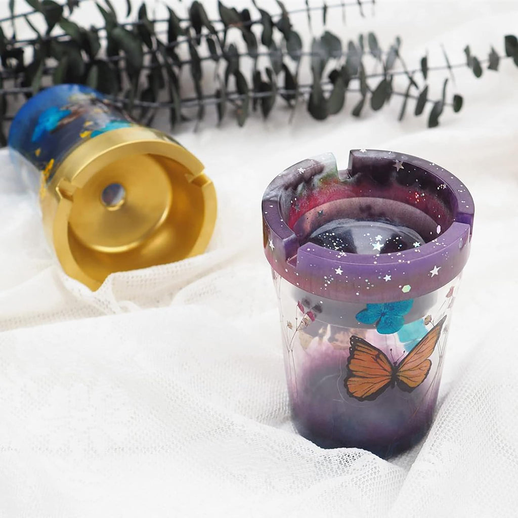 Double Layer Resin Molds Kit Silicone for Epoxy - Unityown Car Ashtray with Lid Smell Proof - DIY Crystal Silicone