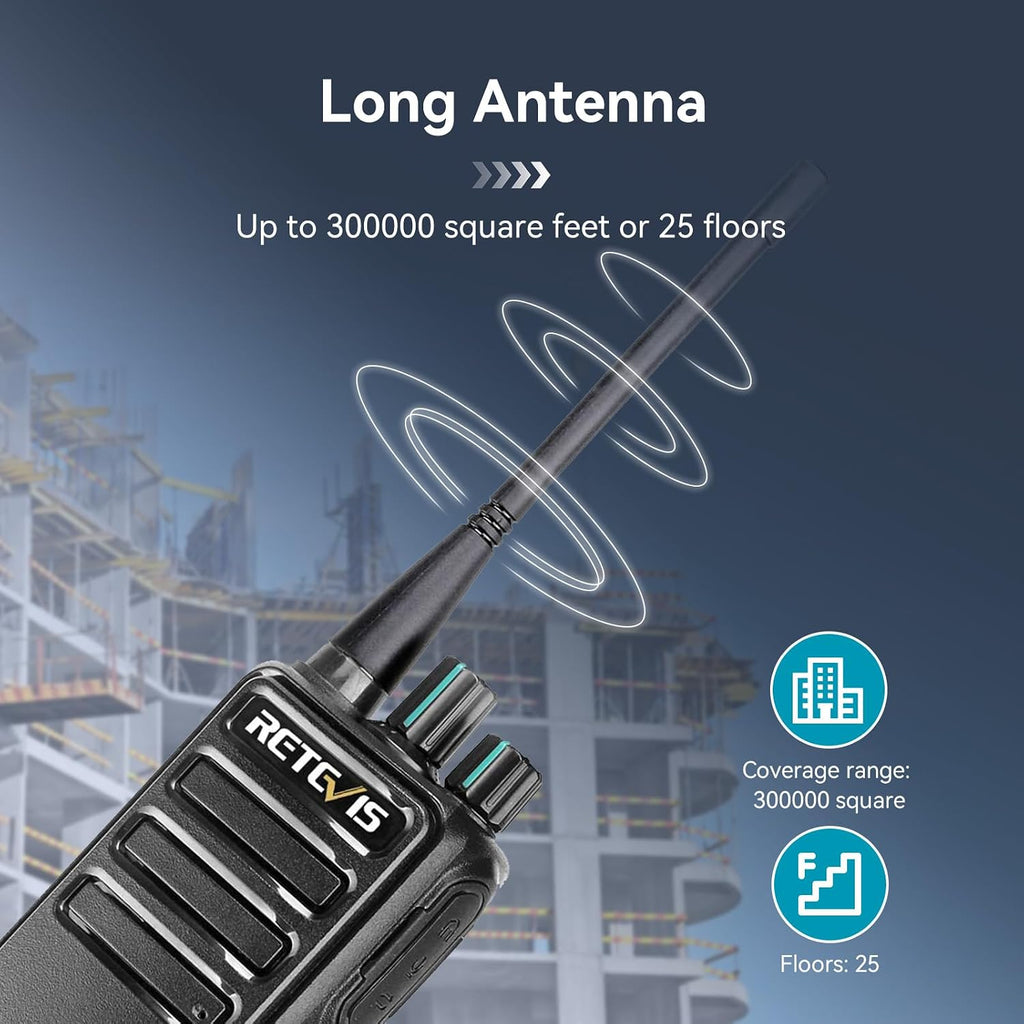 RB29 2 Way Radio Long Range, FRS Two Way Radios with Shoulder Mic | Rugged Walkie Talkies for Worksite Construction