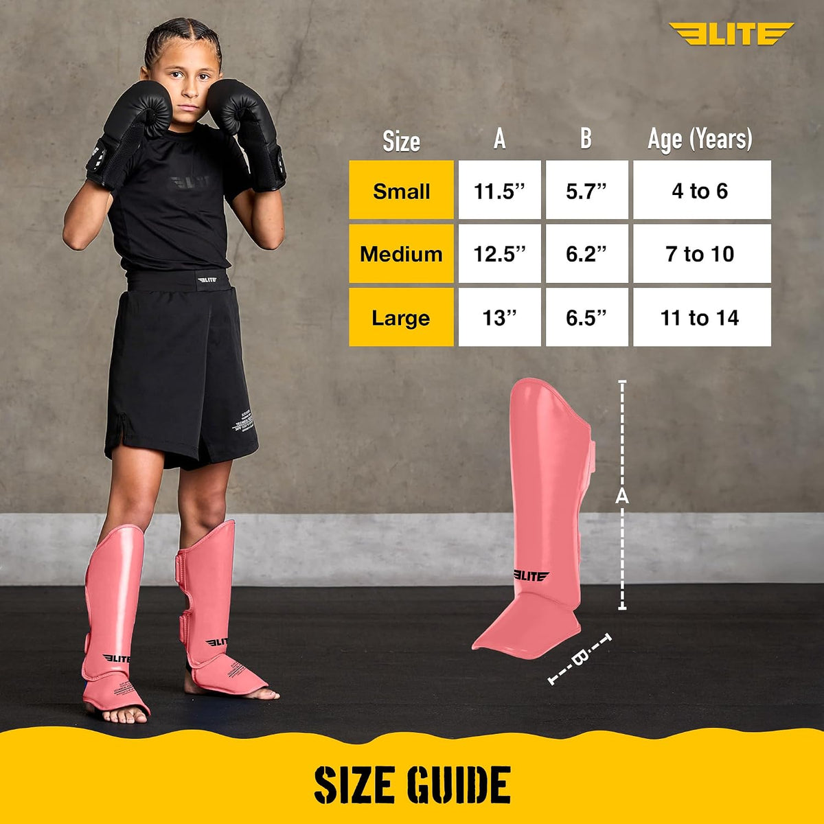 Muay Thai MMA Kickboxing Boys and Girls Shin Guards for Age 4 to 14 Years, Instep Guard Sparring Protective Leg Shin