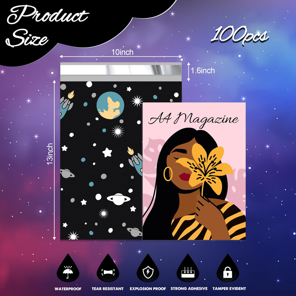 Cute Poly Mailers 10x13 Inch 100 Pcs, Planets Printed