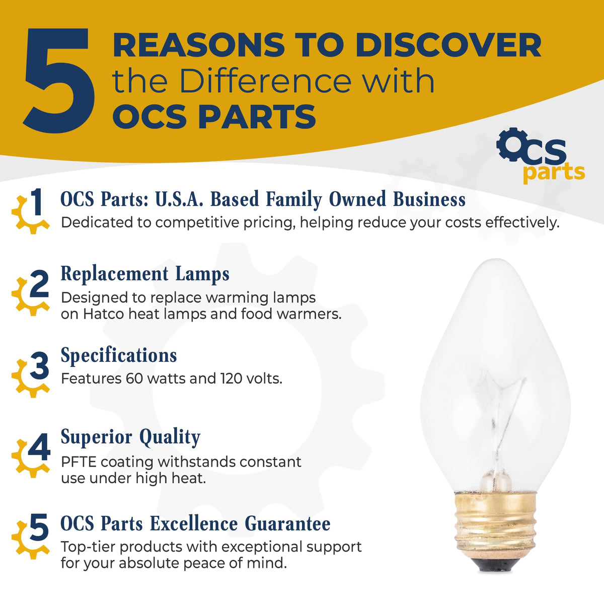 OCS Parts 10-Pack Hatco 02.30.043.00 Light Bulbs for Heat Warmers