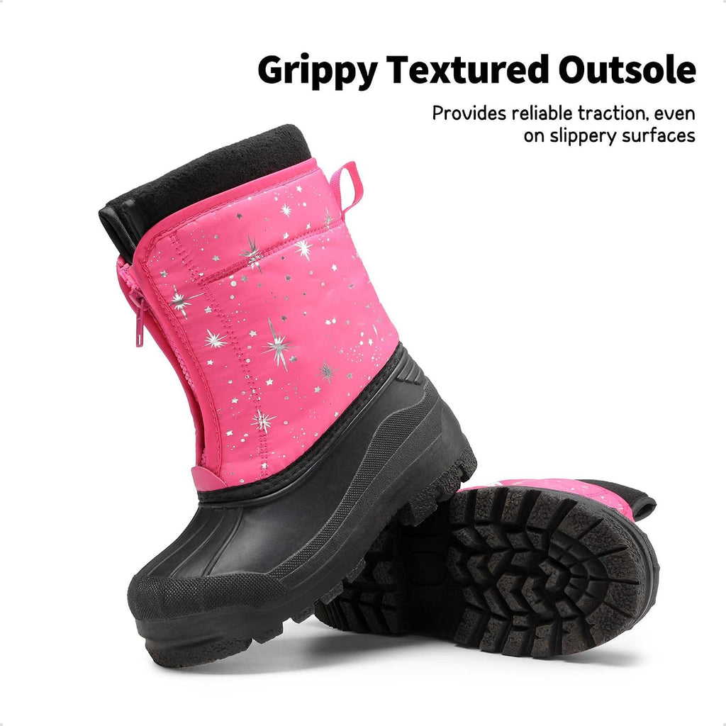 Unisex Snow Waterproof Winter Boots | Removable Liner Warm Faux Fur Lined Outdoor Grip Anti Slip Outsole Easy Wear