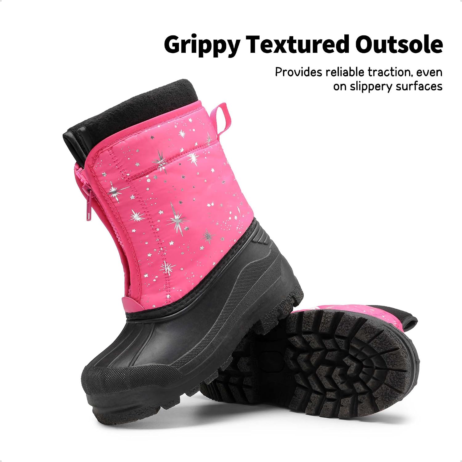 Unisex Snow Waterproof Winter Boots | Removable Liner Warm Faux Fur Lined Outdoor Grip Anti Slip Outsole Easy Wear