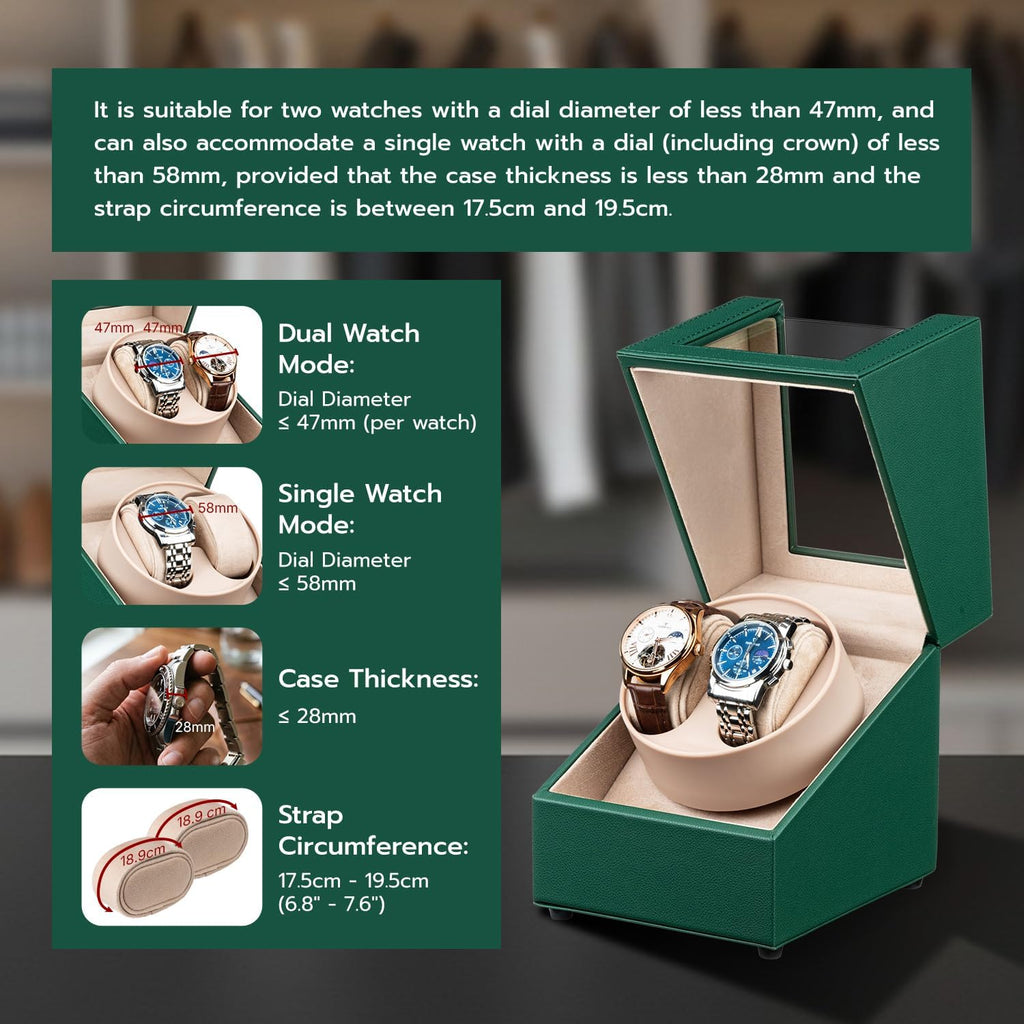 Watch Winder for Automatic Watches, Double Automatic Watch Winder Box, Automatic Watch Display Storage Rotation