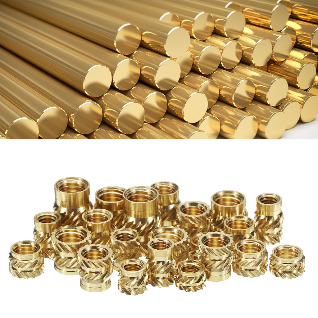 uxcell 50pcs M4 Threaded Inserts Brass Heat Set Insert M4x5.5mm, OD 6mm Knurled Insert Nuts, 3D Printing Brass Nuts Female Threaded Inserts Nuts