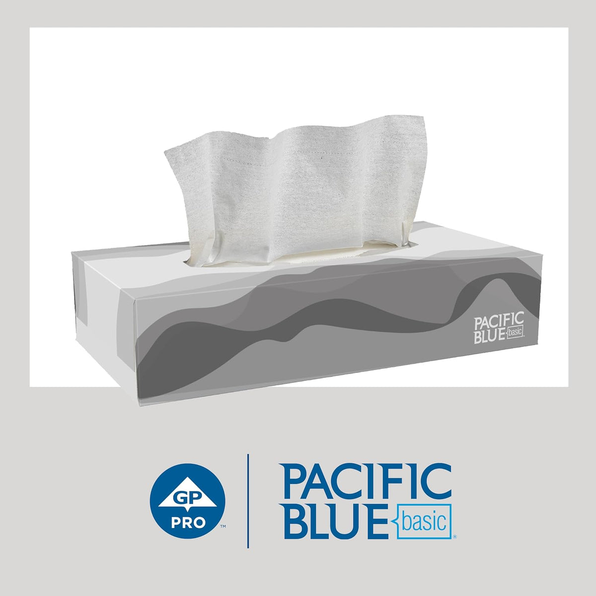 Pacific Blue Basic 2-Ply Facial Tissue (47410), 100 Sheets Per Box, 30 Flat Boxes Per Bulk Case