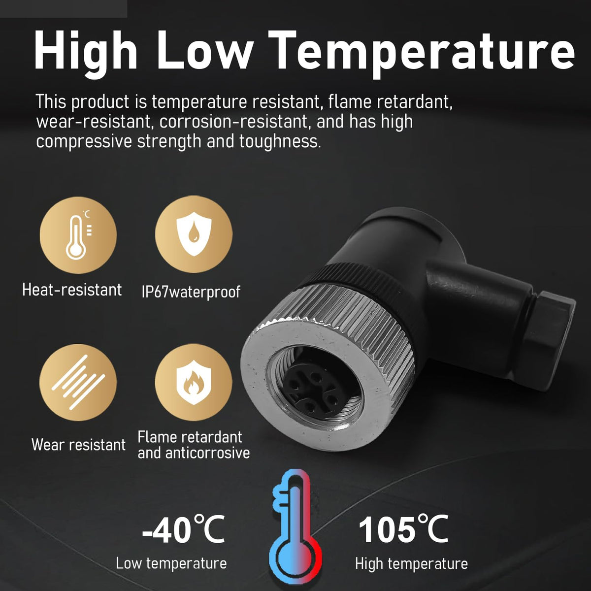 10Pcs M12 5Pin Female Industrial Aviation Connector (A-Code) Waterproof, Sensor Socket Field-Assemblable 12mm Circular Socket Panels Adapter IP67 Right Angel