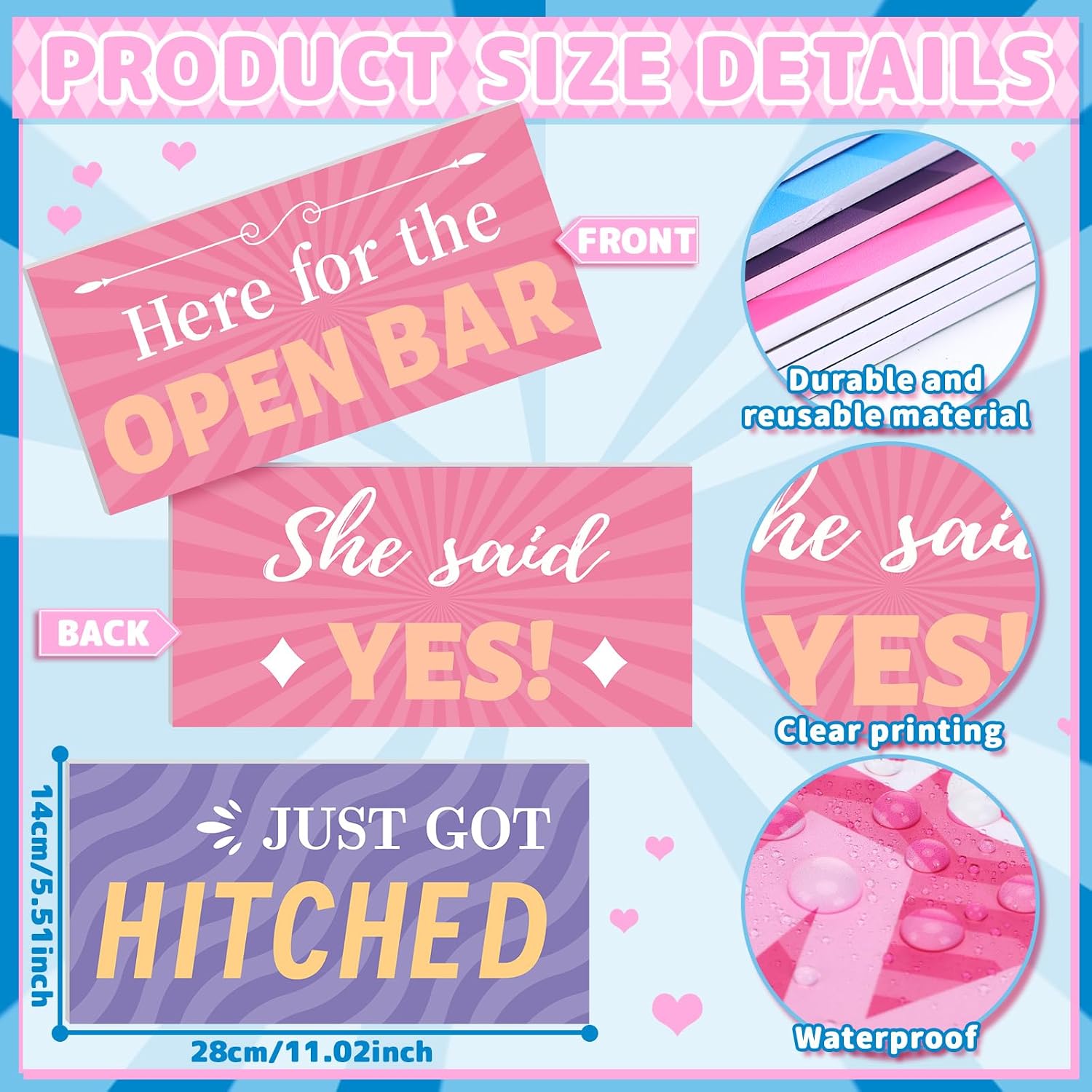 24 Designs Wedding Photo Booth Props, Double Sided PVC Selfie Sign