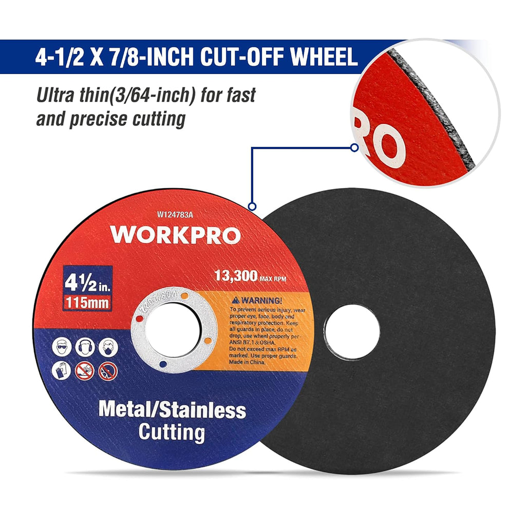 WORKPRO 10-Pack Cut-Off Wheels 4-1/2 x 7/8 Metal Cutting Disc