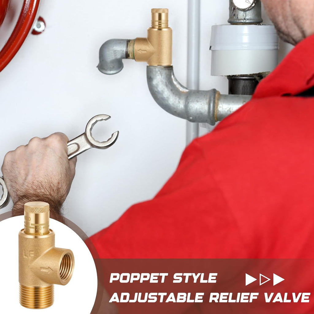 1/2" X 3/4" Adjustable Pressure Relief Valve 100-300 Psi Poppet
