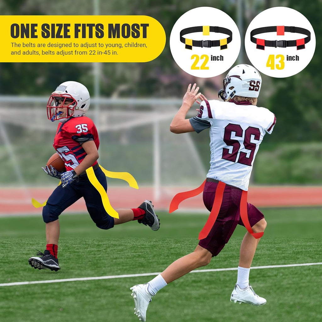 Flag Football Belts, 14 Player Flag Football Set for Kids, Youth, Adult | Adjustable Flag Football for Waist 22-43"