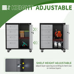 Metal Mobile Tool Storage Cabinet with 4 Drawer and 1 Locking Door