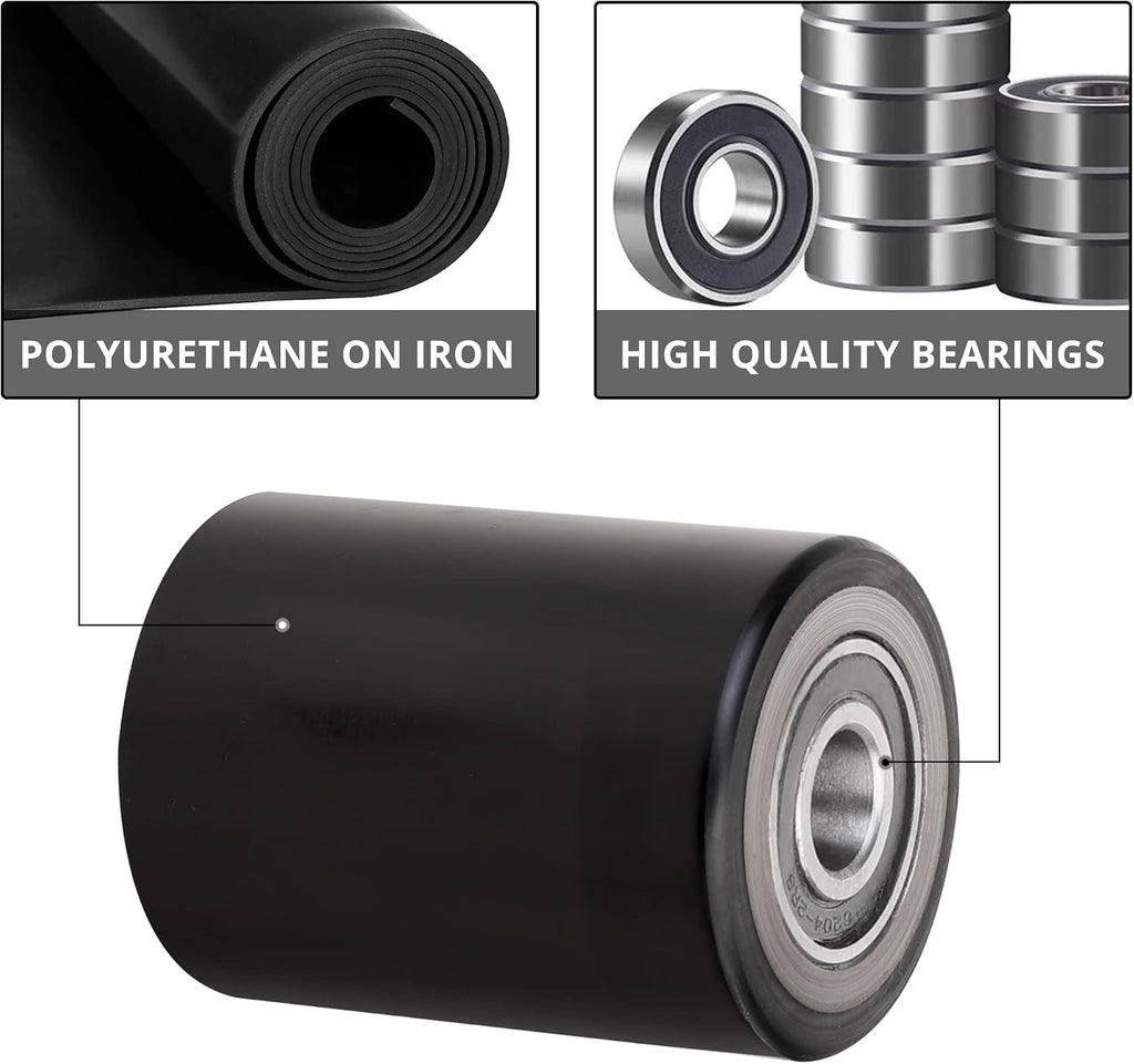 Pallet Jack/Truck Load Wheels Replacement Full Set with Axles and Entry Exit Roller 3" x 3.75" with 20mm ID Bearings