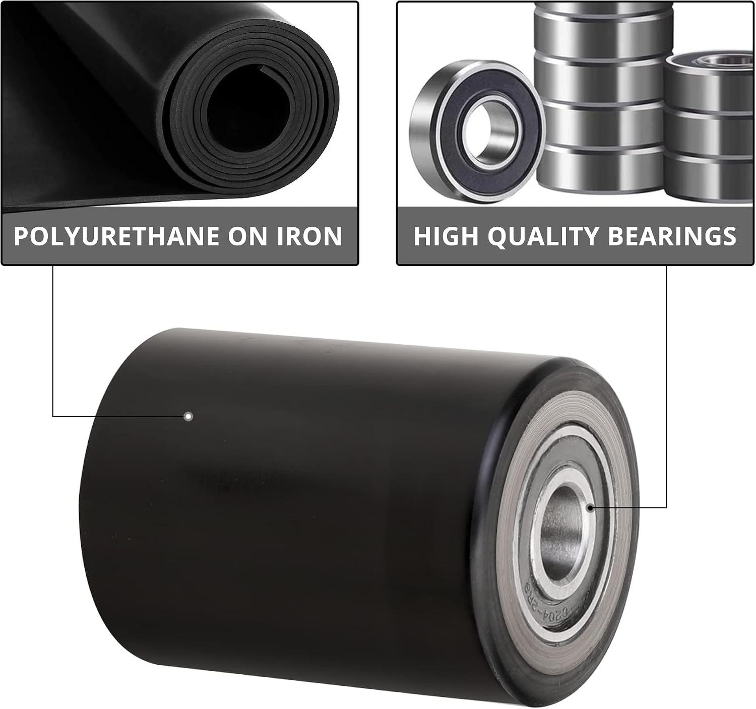 Pallet Jack/Truck Load Wheels Replacement Full Set with Axles and Entry Exit Roller 3" x 3.75" with 20mm ID Bearings