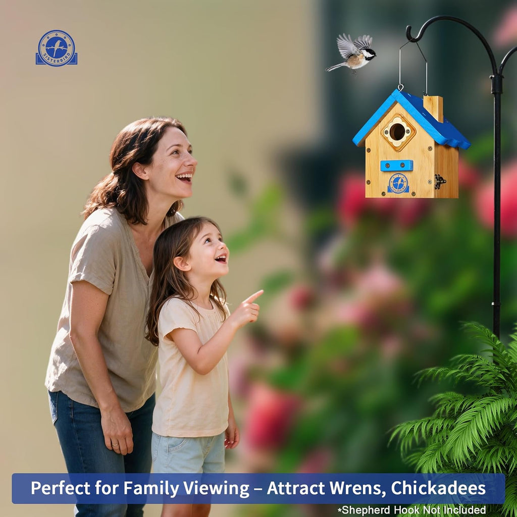 Birdhouses for Outdoors, Blue Hanging Wren House, Warming Gifts