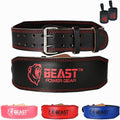 Weight Lifting Belt - 4” Genuine Leather Belts Padded Lower Back Support for Gym Bodybuilding Squat Deadlift