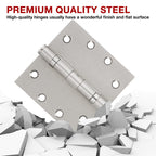 Heavy Duty Door Hinges Brushed Nickel 4.5 Inch x 4 1/2" Square