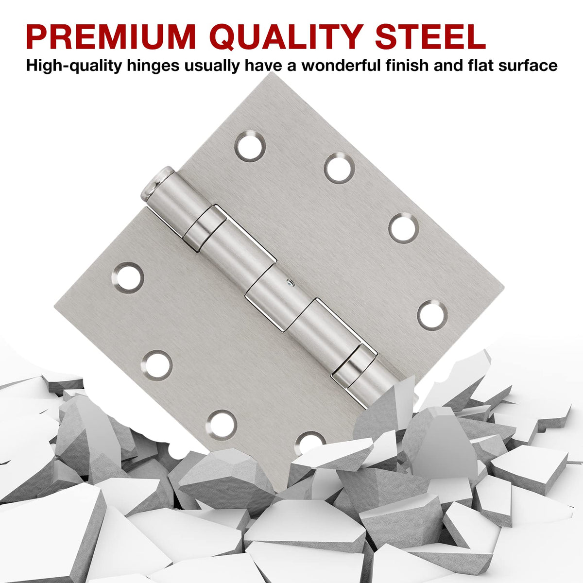 Heavy Duty Door Hinges Brushed Nickel 4.5 Inch x 4 1/2" Square