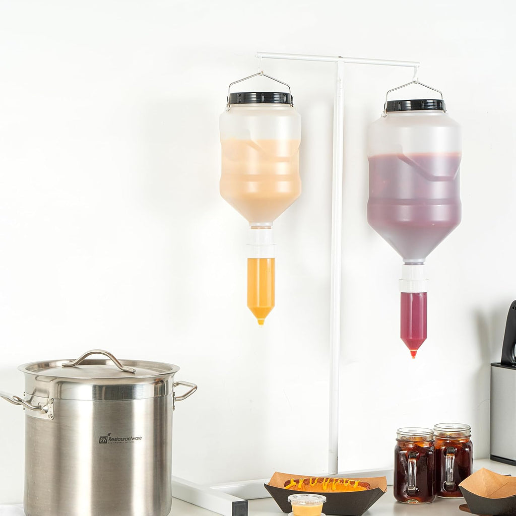 3L Hanging Condiment Pump Dispenser, Squeeze Nozzle, 1 Ct