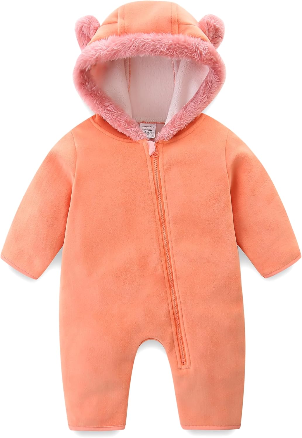 Baby Fleece Bodysuit Infant Boy Girl One Piece Bear Hooded Outerwear Snowsuit For Winter
